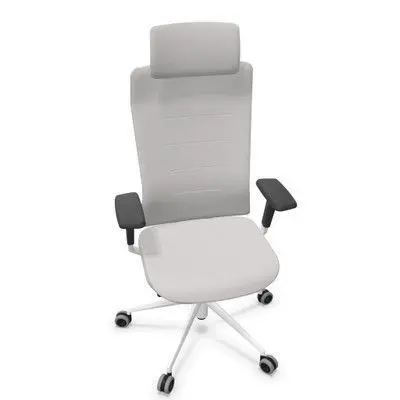 Silla Tnk-Flex 50 Respaldo Alto - Estructura Blanca - Tapizado Gris Claro Brazos 3D Actiu