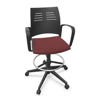 Tabuerete Spacio C/Brazos Base 5 Radios Pp Negra Asiento V15 Burdeos