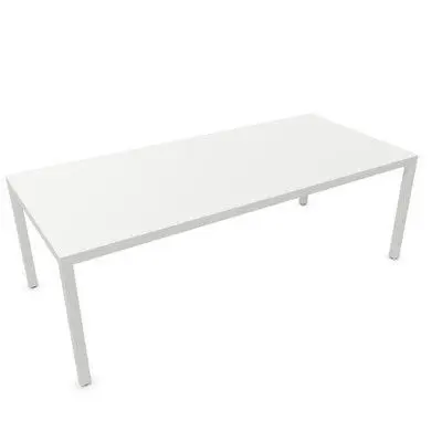 Mesa Prisma Operativa 220X100 Estructura y Melamina Blanca