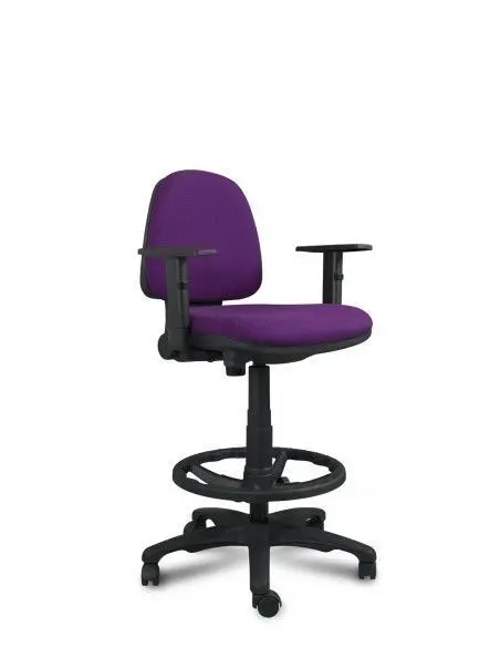 Taburete Koral S/Brazos Respaldo Bajo Cont. permanente Aro Reposapies Rueda Blanda Color Negro B840