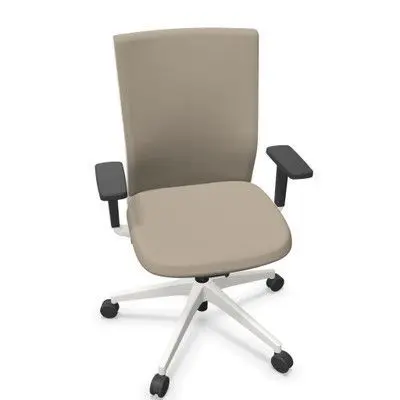 Silla Stay Respaldo C/Brazos Base, Marco Lumbar, Caña Brazos Blanco, Tapizado Beig M90