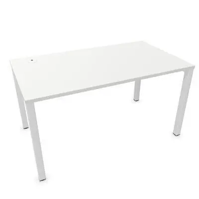 Mesa Vital-Pro Recta Vr513 140X80, Est. blanca, Melamina Blanco, Cableado Ul