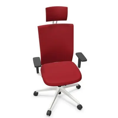 Silla Stay Respaldo, Brazos, Base Blanca, Marco, Lumbar, Brazo, Cabecero Blanco Tapizado T85 Rojo