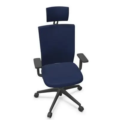 Silla Stay Respaldo C/Brazos, Marco Lumar Pp Negro, Cabecero Tex Tapizado Azul Medio T89